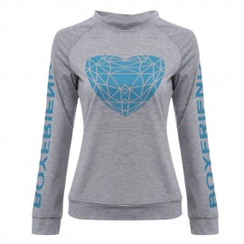 WOMEN'S CASUAL LONG SLEEVE LETTER PRINT T-SHIRT (LIGHT GRAY, SIZE M/L/XL)