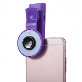 UNIVERSAL SELFIE WIDE ANGLE LENS WITH 8 LED FILL LIGHT FLASH LAMP (PURPLE)