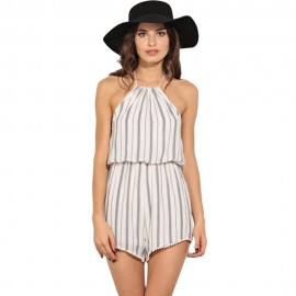 WOMEN SEXY HALTER OFF-THE-SHOULDER LACE-UP BACKLESS STRIPE PRINT STRAIGHT SHEATH LACEWORK 