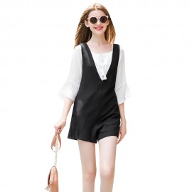WOMEN'S V-NECK LOOSE-FITTING ROMPER (BLACK, SIZE S/M/L/XL)