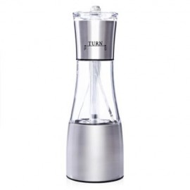STAINLESS STEEL 2 IN 1 HAND SALT PEPPER SHAKER WITH ADJUSTABLE COARSENESS (SILVER)