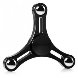 TRIANGLE ALUMINUM ALLOY ADHD FIDGET SPINNER WITH THREE BEADS (BLACK)