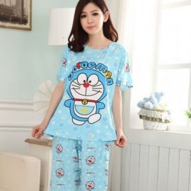2PCS DORAEMON SHORT SLEEVE PYJAMAS (M/L/XL)