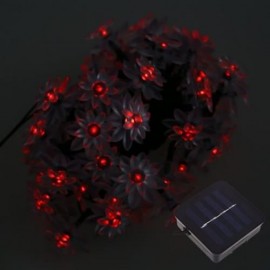 50 LEDS SOLAR POWERED LOTUS FLOWER STRING LIGHT FOR CHRISTMAS PARTY DECOARTION (RED)
