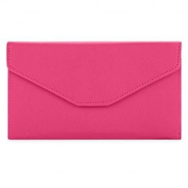 GUAPABIEN SOLID COLOR SNAP FASTENER CELL PHONE ENVELOPE CLUTCH WALLET (ROSE RED)