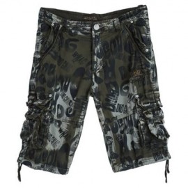 OUTDOOR CAMOUFLAGE POCKET DESIGN ZIPPER FLY MALE CASUAL SHORTS (ARMY GREEN)