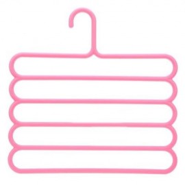 FIVE-LAYER MULTIFUNCTIONAL ANTI-SKIDDING PLASTIC HANGER (PINK)