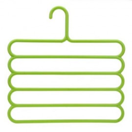 FIVE-LAYER MULTIFUNCTIONAL ANTI-SKIDDING PLASTIC HANGER (GREEN)