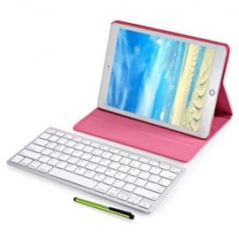 WIRELESS BLUETOOTH KEYBOARD STYLUS PEN PU LEATHER SMART CASE COVER FOR IPAD AIR 2 (PINK)