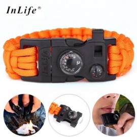 INLIFE EMERGENCY PARACORD OUTDOOR SURVIVAL UTILITY BRACELET (ORANGE)