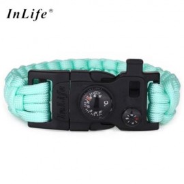 INLIFE EMERGENCY PARACORD OUTDOOR SURVIVAL UTILITY BRACELET (CYAN)
