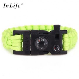 INLIFE EMERGENCY PARACORD OUTDOOR SURVIVAL UTILITY BRACELET (FLUORESCENT YELLOW)