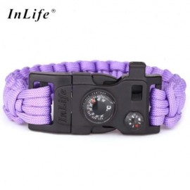 INLIFE EMERGENCY PARACORD OUTDOOR SURVIVAL UTILITY BRACELET (PURPLE)