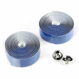 BICYCLE HANDLEBAR TAPE WITH BAR PLUG CARBON FIBER BELT STRAP (BLUE)