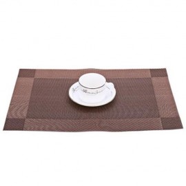 4PCS HEAT INSULATION ANTI-SKID STAIN-RESISTANT SIMPLE STYLE DINING ROOM PVC PLACEMAT (COFF