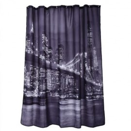 CITY NIGHT VIEW PATTERN WATERPROOF BATHING SHOWER CURTAIN POLYESTER BATHROOM DECOR (COLORM