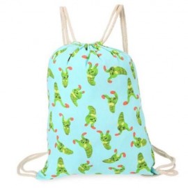 CUTE RETRO CANVAS DRAWSTRING BACKPACK 3D PRINTING GYM BEACH BAG SCHOOL BAG FITNESS TOTE SA