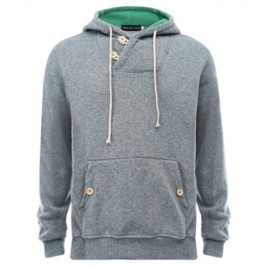POCKET DESIGN SLIM FIT LONG SLEEVE CASUAL HOODIES FOR MEN (LIGHT GRAY)