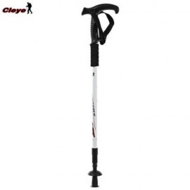 CLEYE ADJUSTABLE WALKING HIKING STICK TREKKING TRAIL POLES CANES (WHITE)