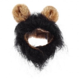 FASHION CAT WIG COLLAR FUNNY LION PET COSPLAY HAIRPIECE WITH EAR (BLACK)