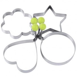 4PCS STAINLESS STEEL OMELETTE MOLD DEVICE EGGS RING MOLDS WITH HEART FLOWER STAR ROUND SHA