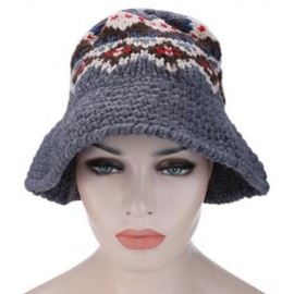 VINTAGE JACQUARD PATTERN COLOR MIXING KNITTED HAT FOR LADIES (GRAY)