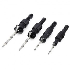 4PCS 4MM - 10MM WOOD DRILL BIT QUICK CHANGE TOOL HEXAGONAL REAMER (BLACK)
