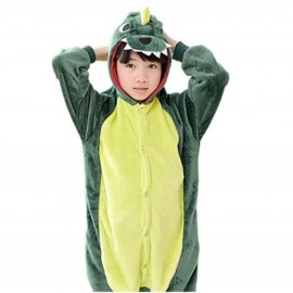 CUTE CHILD CARTOON SHAPE SOFT FLANNEL HOODED PAJAMAS (GREEN)