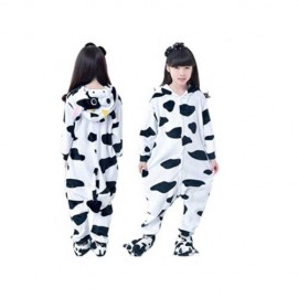 LOVELY CHILD COW SHAPE LONG SLEEVE SOFT FLANNEL PAJAMAS (WHITE AND BLACK)