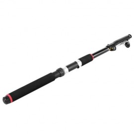 DURABLE FISHING ROD TELESCOPIC GLASS FIBER POLE WITH EVA HANDLE OUTDOOR TOOL (BLACK)