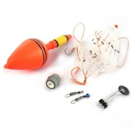 SILVER CARP FISHING FLOAT BOBBER WITH SIX HOOKS TACKLE SET (COLORMIX)