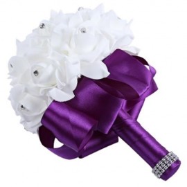 PE FOAM WEDDING BOUQUET BRIDE BRIDESMAID HOLDING ROSE FLOWER (PURPLE)