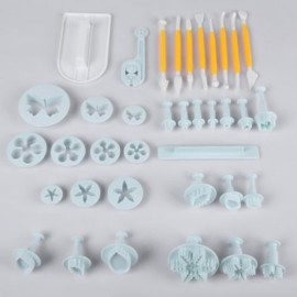 37PCS CAKE FONDANT DECORATING SUGAR CRAFT PLUNGER CUTTER COOKIES MOLD TOOLS (COLORMIX)