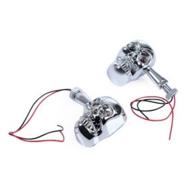 PAIR OF MOTORCYCLE MOTORBIKE SKULL SHAPE TURN SIGNAL LIGHT LED INDICATOR LAMP