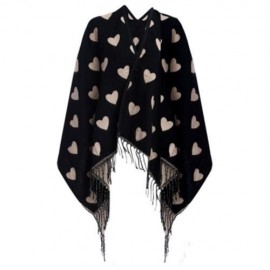 OVERSIZE HEART PRINTED TASSEL DECORATION LADIES PASHMINA (BROWN)