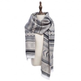 NATIONAL WIND OVERLENGTH GEOMETRY PRINT PASHMINA SCARF FOR LADIES (GRAY)