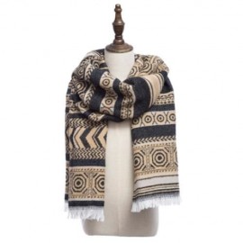 NATIONAL WIND OVERLENGTH GEOMETRY PRINT PASHMINA SCARF FOR LADIES (LIGHT YELLOW)