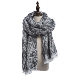 VINTAGE RHOMBUS PRINTED LADIES WARM SCARF (GRAY)