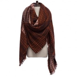 OVERSIZE GRID DESIGN DOUBLE FACED LADIES WARM SCARF (DARK RED)