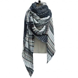 OVERSIZE GRID DESIGN DOUBLE FACED LADIES WARM SCARF (BLUE)