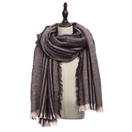 STYLISH STRIPE TASSEL DOUBLE FACED LADIES WARM SCARF (COFFEE)