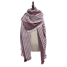 STYLISH STRIPE TASSEL DOUBLE FACED LADIES WARM SCARF (DARK RED)
