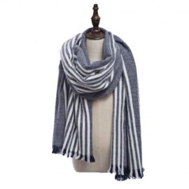 STYLISH STRIPE TASSEL DOUBLE FACED LADIES WARM SCARF (DEEP GRAY)