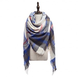 DOUBLE FACED GRID PASHMINA LADIES WARM SCARF (SAPPHIRE BLUE)