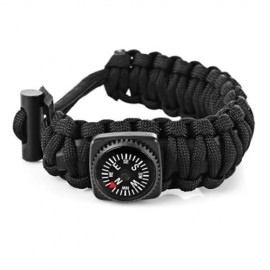 OUTDOOR MULTIFUNCTIONAL PARACORD COMPASS BRACELET SET WITH MINI SAW SURVIVAL GEAR (BLACK)