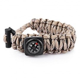 OUTDOOR MULTIFUNCTIONAL PARACORD COMPASS BRACELET SET WITH MINI SAW SURVIVAL GEAR (DESERT 