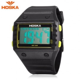 HOSKA H033B CHILDREN DIGITAL WATCH ALARM CHRONOGRAPH DAY LED DISPLAY RECTANGLE DIAL 5ATM W