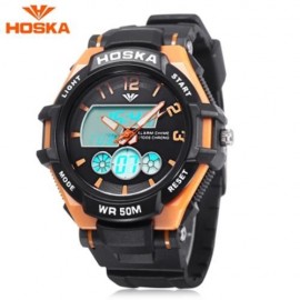 HOSKA HD027B CHILDREN DUAL MOVT WATCH DATE DAY DISPLAY BACKLIGHT STOPWATCH ALARM 5ATM WRIS