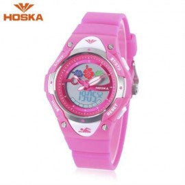 HOSKA HD023S DUAL MOVT CHILDREN QUARTZ DIGITAL WATCH LUMINOUS DATE DAY DISPLAY 5ATM WRISTW