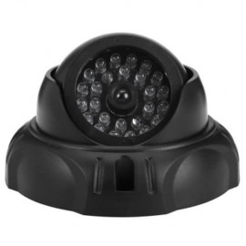 REALISTIC DUMMY SURVEILLANCE SECURITY DOME CAMERA WITH FLASHING LED RED LIGHT (BLACK)